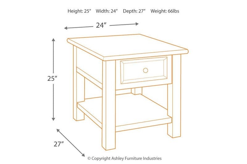Tyler Creek Grayish Brown/Black End Table - Gate FurnitureEnd Table