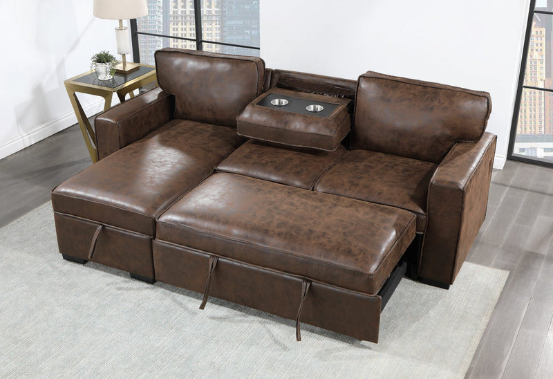 U0203 Coffee Reversible Pull Out Sofa Bed - U0203-COFFEE-REV PULL OUT SOFA BED