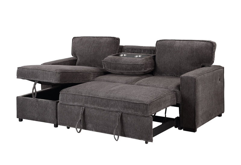 U0203 Dark Grey Reversible Pull Out Sofa Bed - U0203-DARK GREY-REV PULL OUT SOFA BED-N