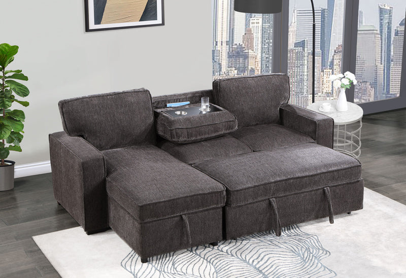 U0203 Dark Grey Reversible Pull Out Sofa Bed - U0203-DARK GREY-REV PULL OUT SOFA BED-N
