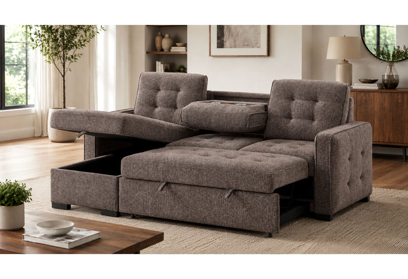 U0707 Brown Reversible Sofa Bed - U0707-BROWN-REVERSIBLE SOFA BED