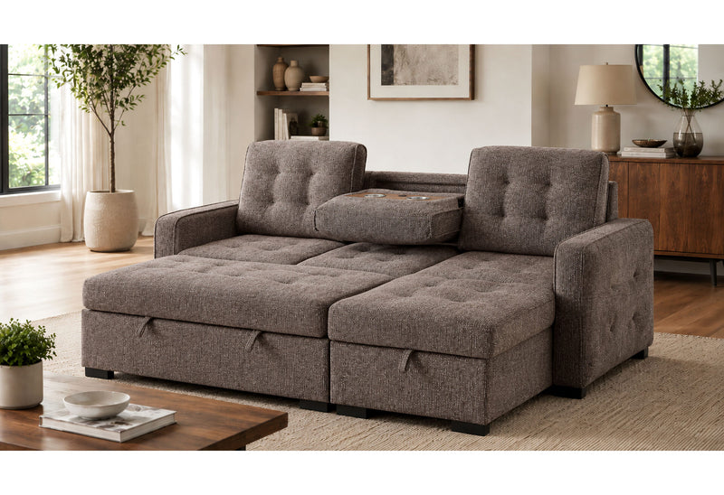 U0707 Brown Reversible Sofa Bed - U0707-BROWN-REVERSIBLE SOFA BED