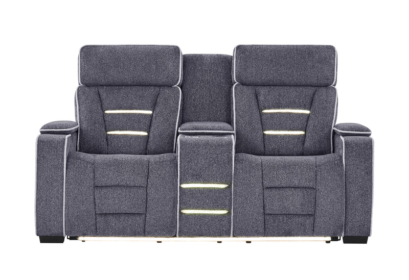 U1895 Grey P2 Console Reclining Loveseat With Is And Led - U1895-GREY-P2 CRLS