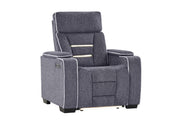 U1895 Grey P2 Recliner With Is And Led - U1895-GREY-P2 R