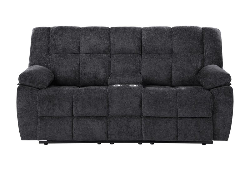 U6000 Black Console Reclining Loveseat - U6000-BLACK-CRLS-N