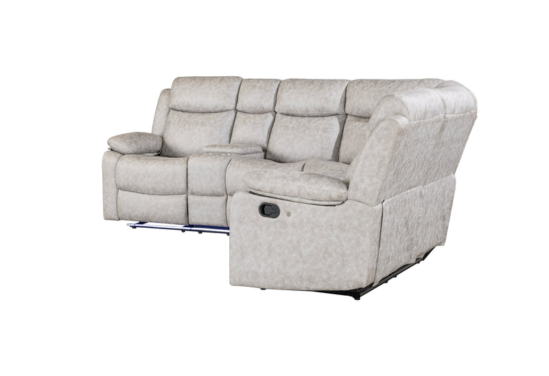 U6026 Light Grey 9 Sectional With Led And 2 Recliners - Gate FurnitureSectional