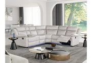 U6026 Light Grey 9 Sectional With Led And 2 Recliners - Gate FurnitureSectional