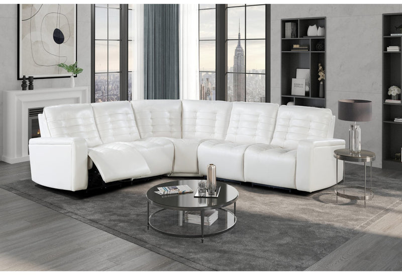 U6066 Blanche White Sectional - Gate FurnitureReclining Sectional