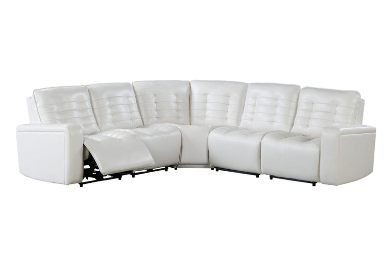 U6066 Blanche White Sectional - Gate FurnitureReclining Sectional