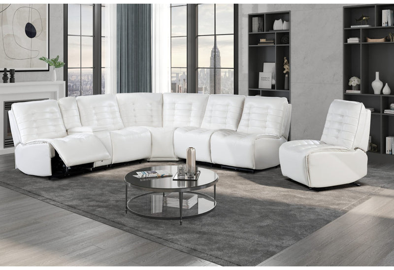 U6066 Blanche White Sectional W/ Ag - Gate FurnitureReclining Sectional
