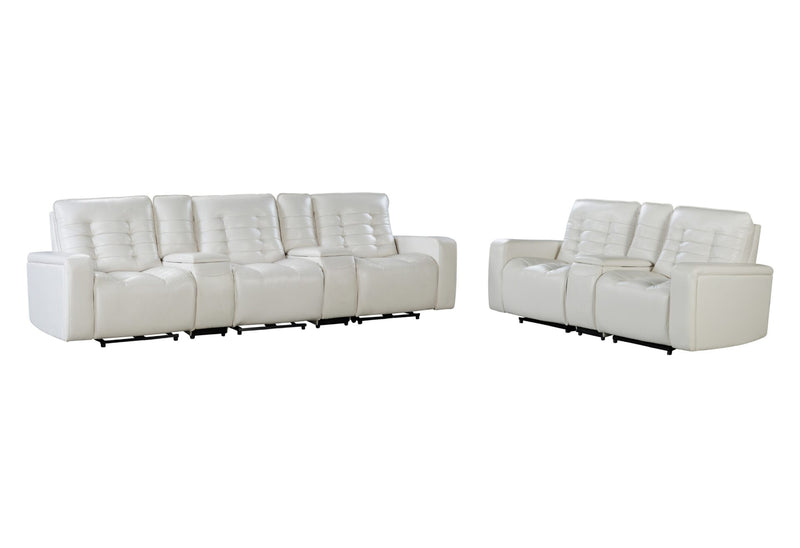 U6066 Blanche White Sofa/Loveseat W/ Console - Gate FurnitureLiving Room Set