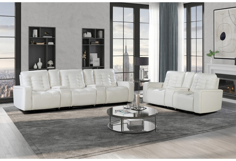 U6066 Blanche White Sofa/Loveseat W/ Console - Gate FurnitureLiving Room Set