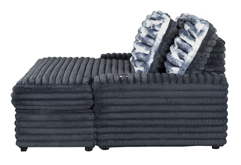 U8291 Grey Seat Cushion With Usb, Back Seat And Rest Frame,Right Arm And 3 Pillows - Gate FurnitureLiving Room