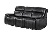 U8880 Black Leather Power Reclining Sofa - U8880-BLK LEATHER-PRS