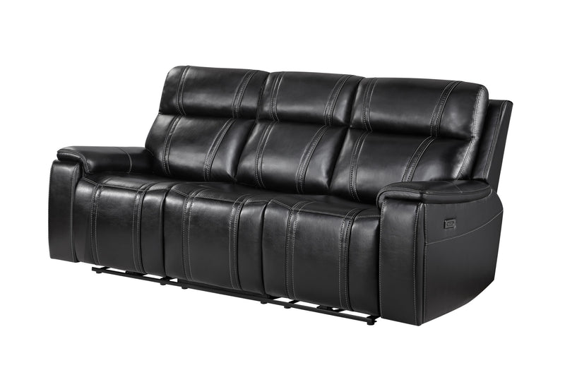 U8880 Black Leather Power Reclining Sofa - U8880-BLK LEATHER-PRS