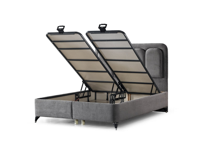 Uludag Storage Bed With Headboard - Queen in Cream - 200-ELIF-ULU-150-EY322-SB