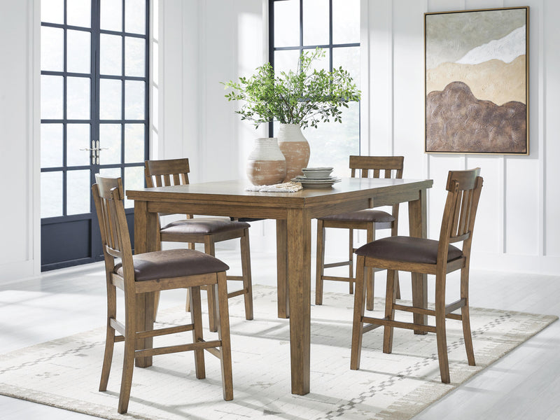 Urbinforte Counter Height Dining Table and 4 Barstools in Light Brown - PKG024534