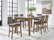 Urbinforte Counter Height Dining Table and 6 Barstools in Light Brown - PKG024535