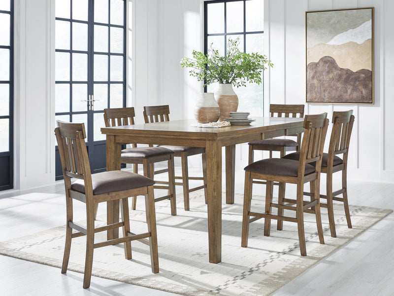 Urbinforte Counter Height Dining Table and 6 Barstools in Light Brown - PKG024535