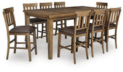 Urbinforte Counter Height Dining Table and 8 Barstools in Light Brown - PKG024536