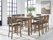 Urbinforte Counter Height Dining Table and 8 Barstools in Light Brown - PKG024536
