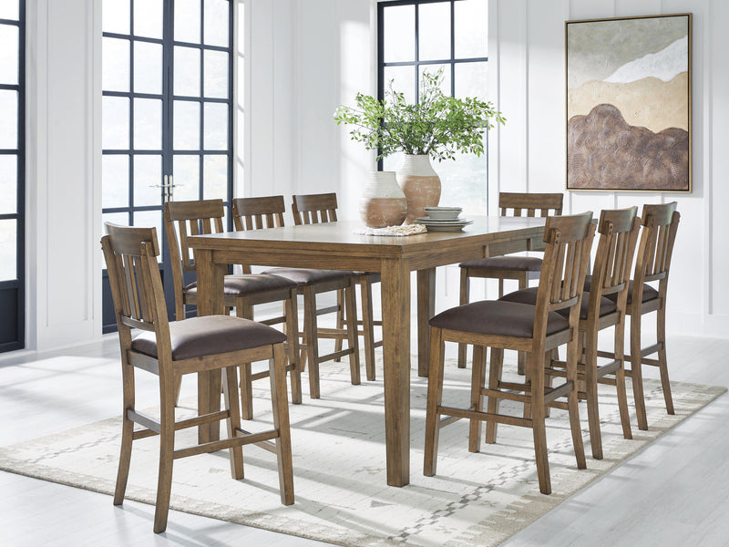 Urbinforte Counter Height Dining Table and 8 Barstools in Light Brown - PKG024536