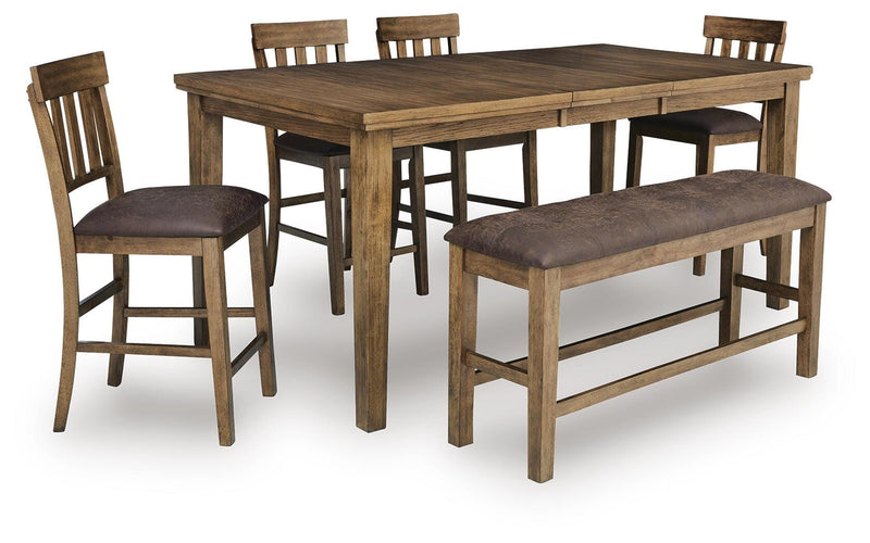 Urbinforte Counter Height Extension Dining Table, 4 Barstools and Bench - PCD592D4