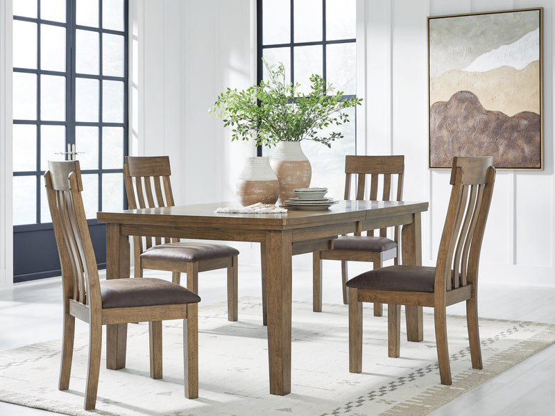 Urbinforte Dining Table and 4 Chairs in Light Brown - PKG024530