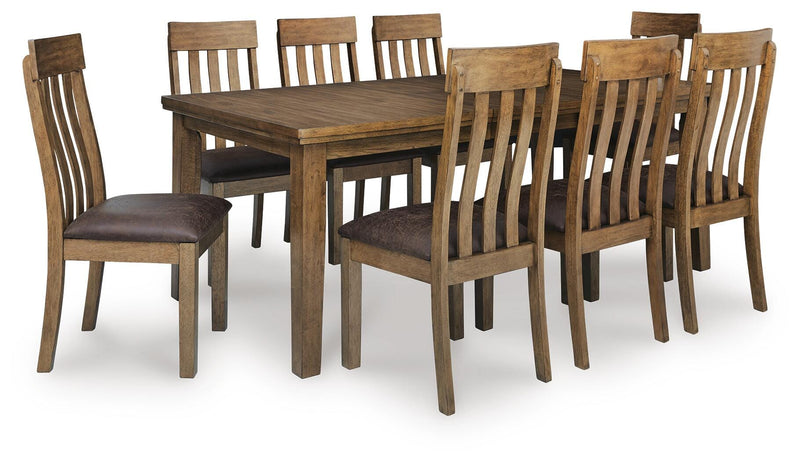 Urbinforte Dining Table and 8 Chairs in Light Brown - PKG024532
