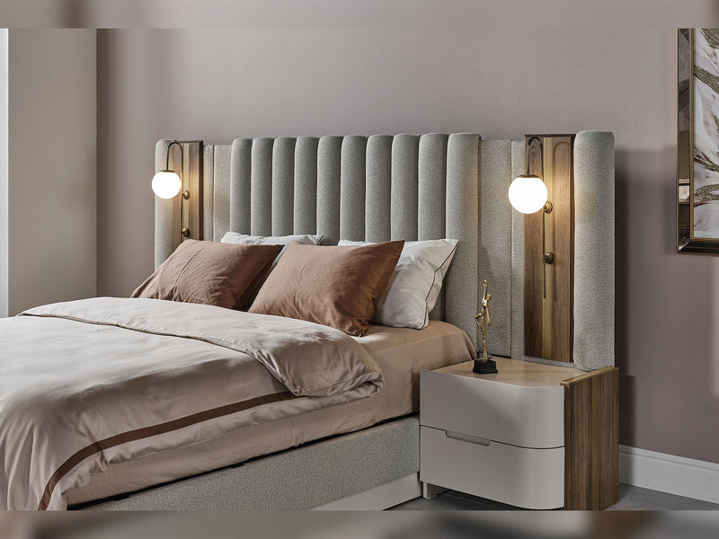 Urgup Bedroom (Queen Frame With Headboard & Dresser With Mirror & Ottoman & 2 Nightstand) - 200-URG-150-QB-SET
