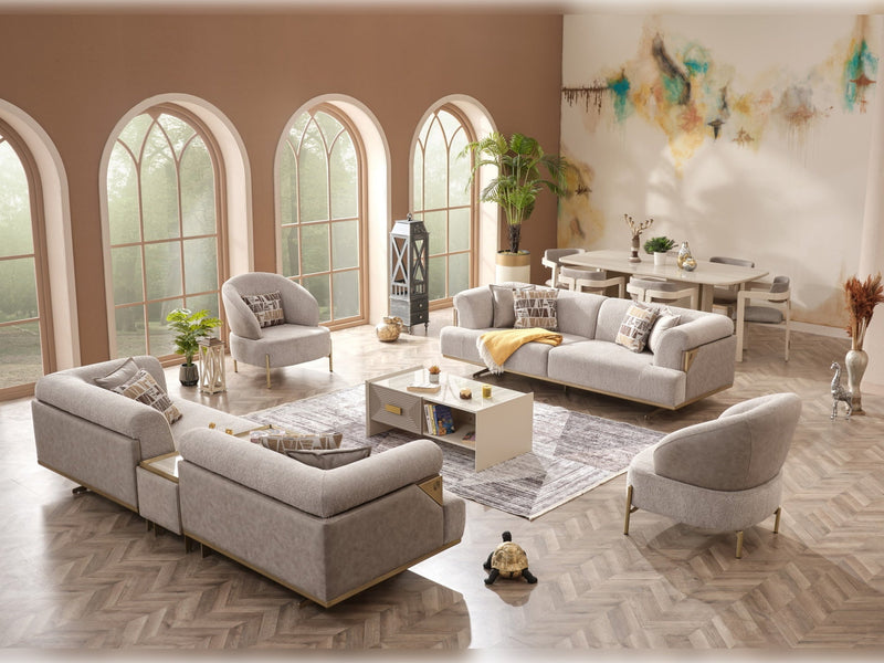 Urla 4-pieces (Sofa & Module Sofa & 2 Chair) Livingroom Set Cream in Cream - 101-URL-ANG04-33M11