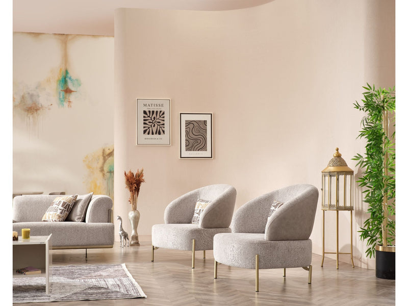Urla 4-pieces (Sofa & Module Sofa & 2 Chair) Livingroom Set Cream in Cream - 101-URL-ANG04-33M11