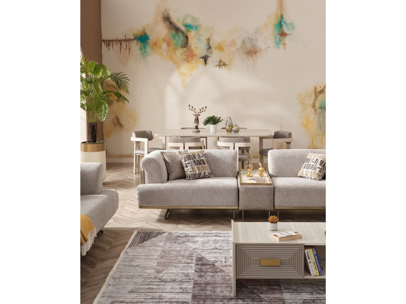 Urla 4-pieces (Sofa & Module Sofa & 2 Chair) Livingroom Set Cream in Cream - 101-URL-ANG04-33M11
