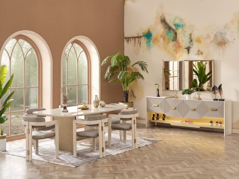 Urla 6 Person Dining Room Set - Gate FurnitureDining Room Sets