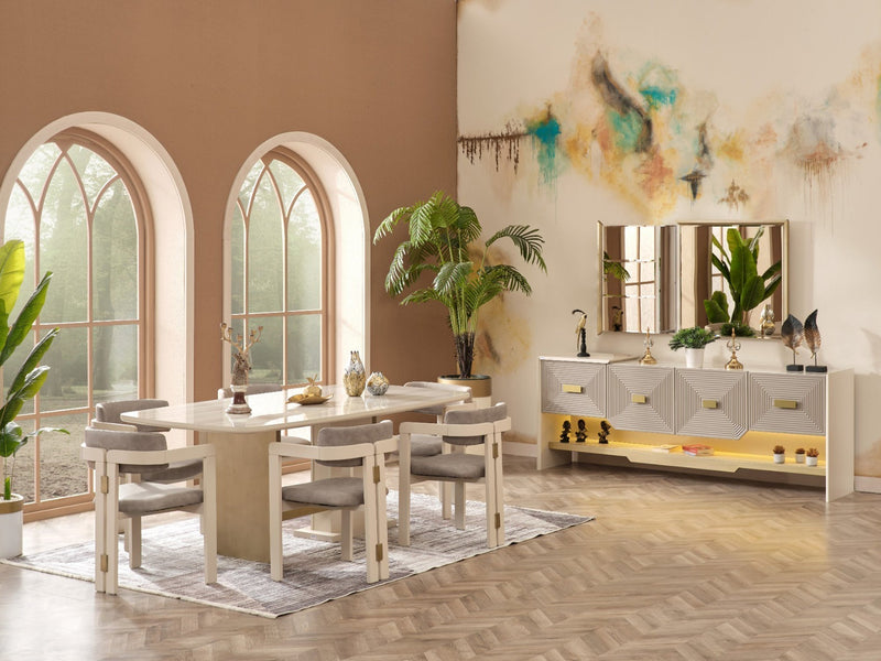 Urla 6 Person Dining Room Set - Gate FurnitureDining Room Sets