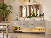 Urla 88.5" Wide 4 Door Buffet With Mirror - Gate FurnitureBuffets & Sideboards