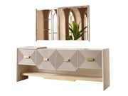 Urla 88.5" Wide 4 Door Buffet With Mirror - Gate FurnitureBuffets & Sideboards