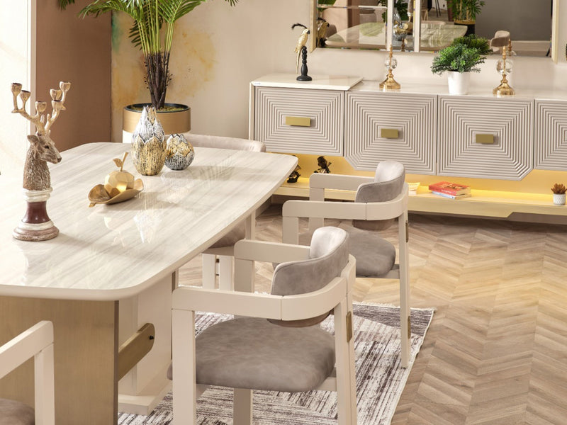 Urla 88.5" Wide 4 Door Buffet With Mirror - Gate FurnitureBuffets & Sideboards