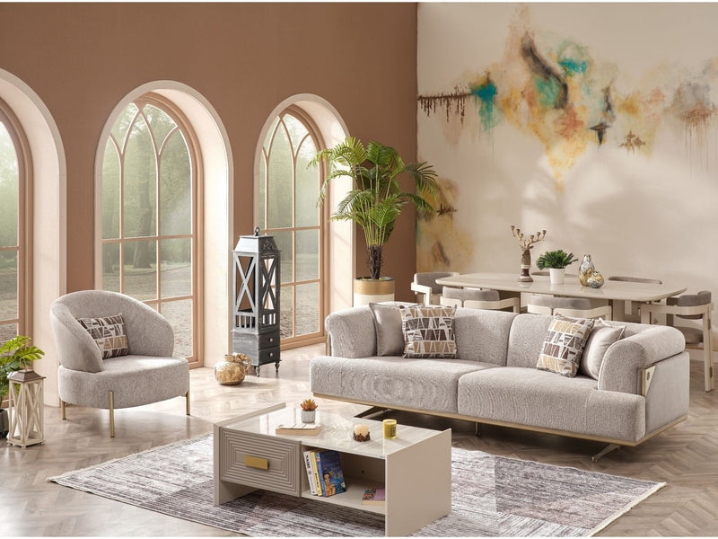 Urla Stationary Sofa Cream in Cream - 101-URL-ANG04-3