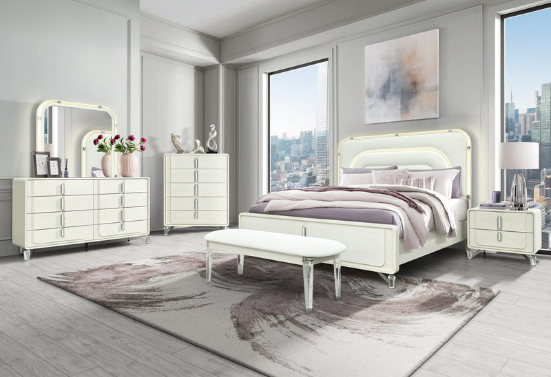 Lyra Beige Nightstand With Usb - LYRA-BEIGE-NS W/ USB