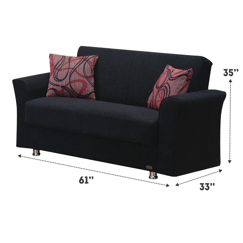 Utah 61 in. Convertible Sleeper Loveseat in Black with Storage - Gate FurnitureLoveseat