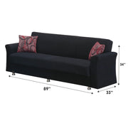Utah 89 in. Convertible Sleeper Sofa in Black with Storage - Gate FurnitureSleeper Sofa