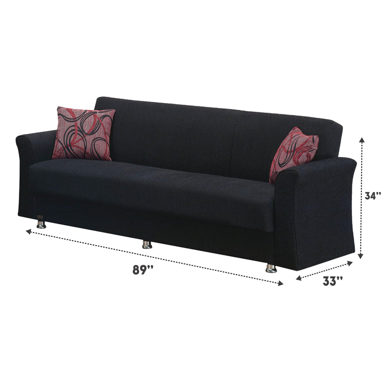 Utah 89 in. Convertible Sleeper Sofa in Black with Storage - Gate FurnitureSleeper Sofa
