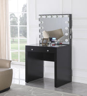 V - Hollywood Black Vanity Desk W/ Bluetooth Hollywood Mirror - V105