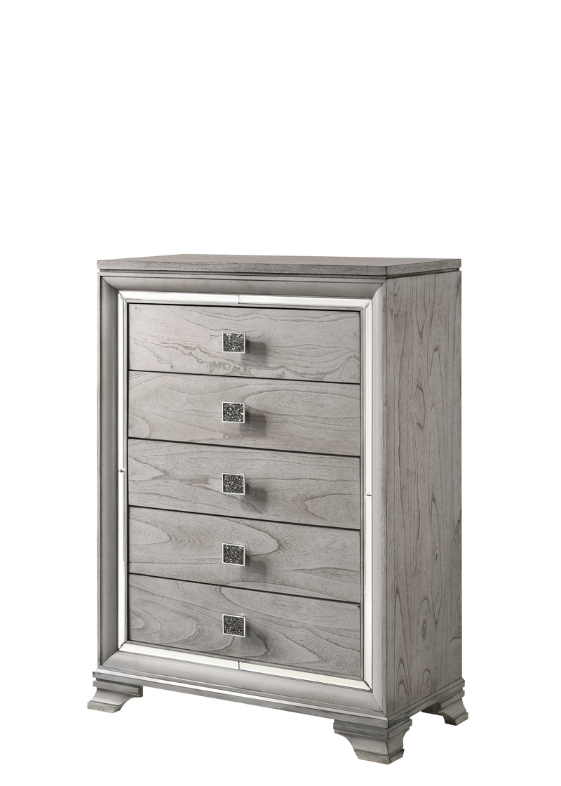 Vail Gray LED Upholstered Panel Bedroom Set - Gate FurnitureBedroom Set