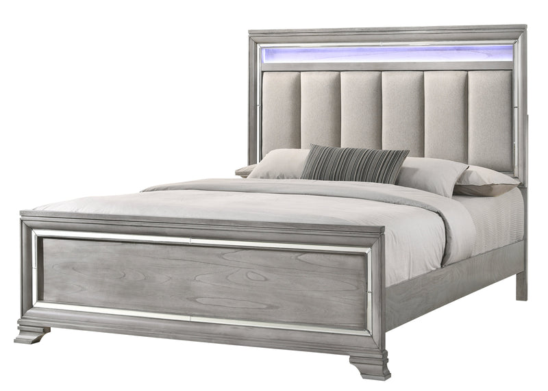 Vail Gray LED Upholstered Panel Bedroom Set - Gate FurnitureBedroom Set