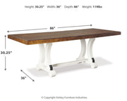 Valebeck Beige/White Dining Table and 8 Chairs with Server - D546D12