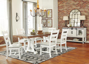 Valebeck Beige/White Dining Table and 8 Chairs with Server - D546D12