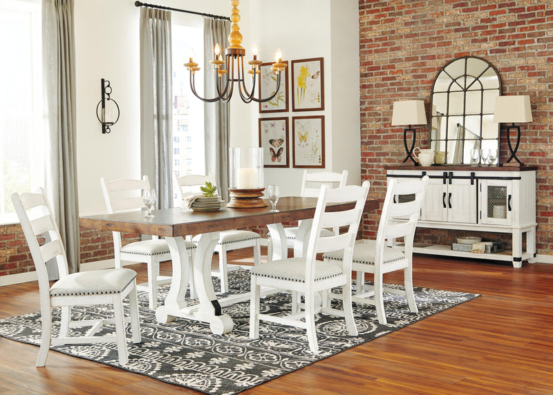 Valebeck Beige/White Dining Table and 8 Chairs with Server - D546D12