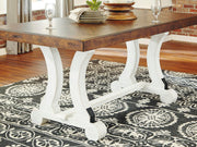 Valebeck Beige/White Dining Table and 8 Chairs with Server - D546D12